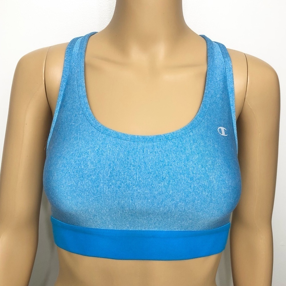 Champion Absolute Workout Heather Blue Sports Bra Racerback Training Top Size M